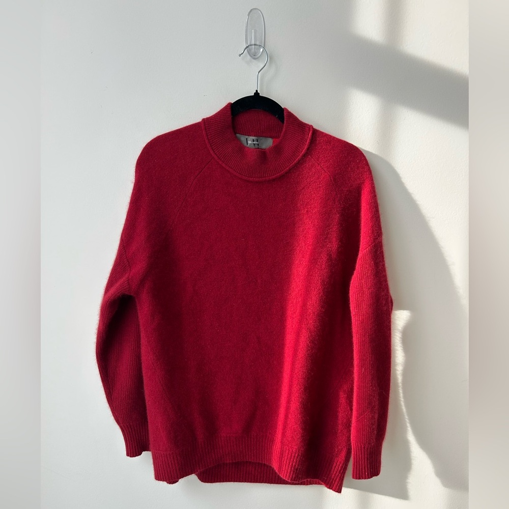Vera Wang soft wool raccoon blend red mockneck sweater